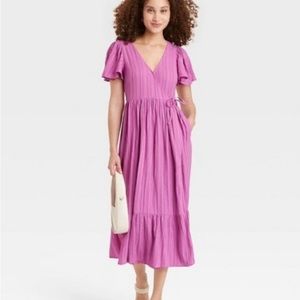 A New Day | Target | Pink Flutter Sleeve Wrap Dress